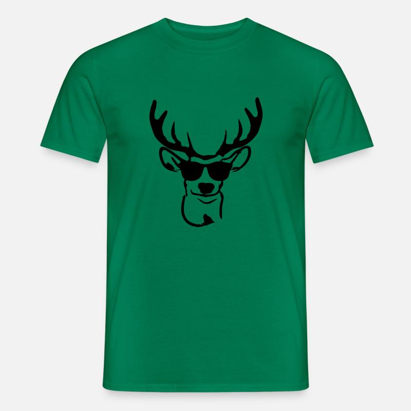 Hirsch mit Sonnenbrille - Männer T-Shirt - Kelly Green