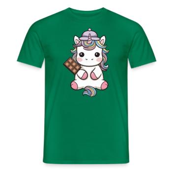 Süßes Kawaii Einhorn mit Schokolade - Männer T-Shirt - Kelly Green - Vorne - AI Model Male 178 dark (178cm)
