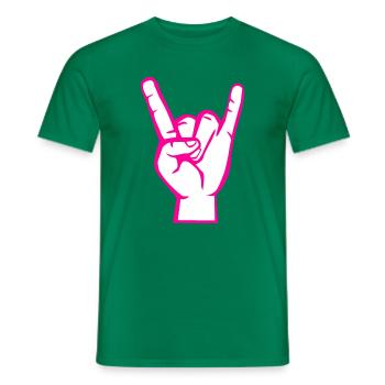 Hand mit Rock- Metal -Satan Symbol Pink - Männer T-Shirt - Kelly Green - Vorne - AI Model Male 178 dark (178cm)
