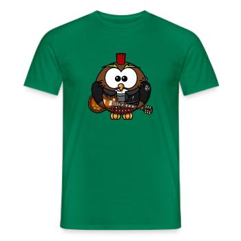 Chouette comme Punk avec guitare - T-shirt homme - vert - Devant - AI Model Male 178 dark (178cm)