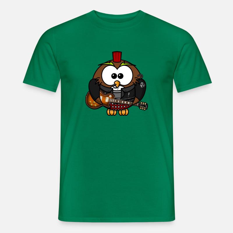 Eule als Punk mit Gitarre - Männer T-Shirt - Kelly Green