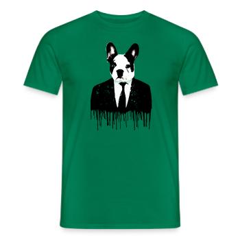 bulldog, dog, great dane, suit ,graffiti - Men's T-Shirt - kelly green - Front - AI Model Male 178 dark (178cm)