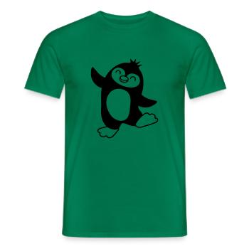 Mignon pingouin heureux dansant - T-shirt homme - vert - Devant - AI Model Male 178 dark (178cm)