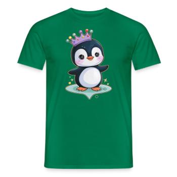 Cute Cartoon Kawaii Penguin with Cute Crown - Men's T-Shirt - kelly green - Front - AI Model Male 178 dark (178cm)