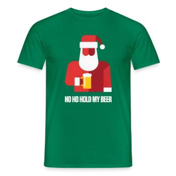 Vektor Weihnachtsmann mit Bier Hoho Hold my Beer - Männer T-Shirt - Kelly Green - Vorne - AI Model Male 178 dark (178cm)