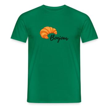Croissant Breakfast bonjour french bread eat food - Men's T-Shirt - kelly green - Front - AI Model Male 178 dark (178cm)