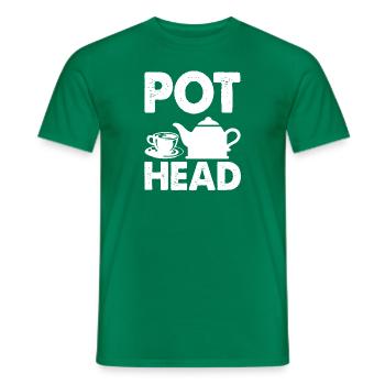 Pot Head Coffee Tea Lover Caffeine Addict Funny - Men's T-Shirt - kelly green - Front - AI Model Male 178 dark (178cm)