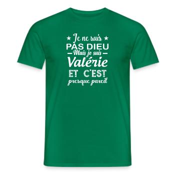 Cadeau femme Je suis pas dieu mais Valérie - T-shirt homme - vert - Devant - AI Model Male 178 dark (178cm)
