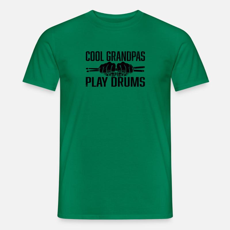 Coola morfar spelar trummor Rolig present till trummis - T-shirt herr - kellygrön