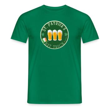 funny St patrick hat trick shirt -beer football - Men's T-Shirt - kelly green - Front - AI Model Male 178 dark (178cm)