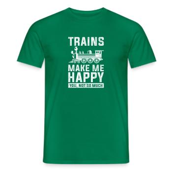 Humour Train Design Quota Trains Design Me Make Happ - T-shirt homme - vert - Devant - AI Model Male 178 dark (178cm)