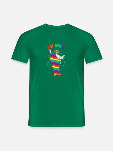Gay Pride Rainbow Gay Jesus Ah man - Men's T-Shirt - kelly green