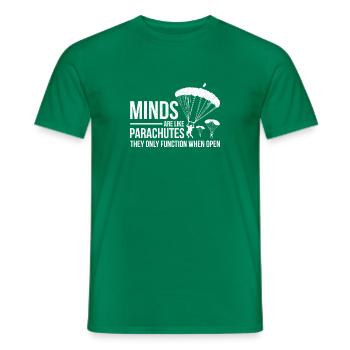 Sarcastic Parachuting Design Quote Minds Are Like - Men's T-Shirt - kelly green - Front - AI Model Male 178 dark (178cm)