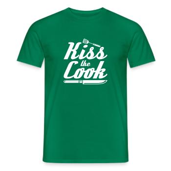 Funny Cook Cooking Quote Quote Kiss The Cook - Men's T-Shirt - kelly green - Front - AI Model Male 178 dark (178cm)
