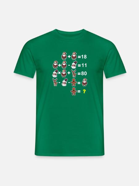 Mathe Rätsel Mathelehrer Grundschule Weihnachten - Männer T-Shirt - Kelly Green