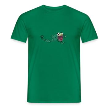 Chameleon Cartoon Screaming Big Mouth Funny - Men's T-Shirt - kelly green - Front - AI Model Male 178 dark (178cm)