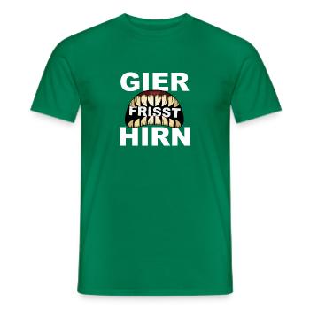 Greed eats brain - Men's T-Shirt - kelly green - Front - AI Model Male 178 dark (178cm)