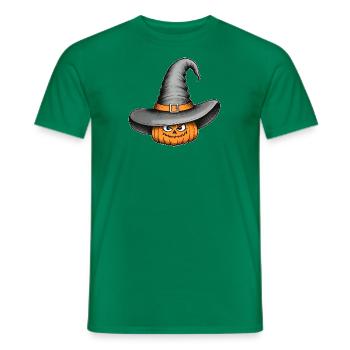 Halloween citrouille chapeau de sorcière - T-shirt homme - vert - Devant - AI Model Male 178 dark (178cm)