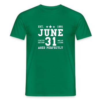 31ème anniversaire Juin né 1991 Idée cadeau - T-shirt homme - vert - Devant - AI Model Male 178 dark (178cm)