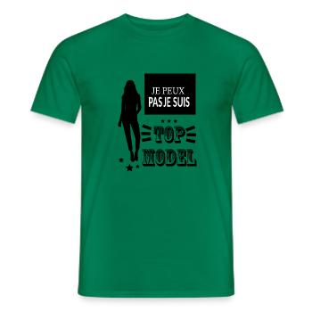 Tshirt femme Je peux pas je suis Top model - T-shirt homme - vert - Devant - AI Model Male 178 dark (178cm)