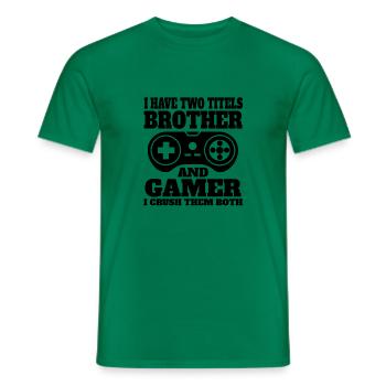 Gamer Bruder Zocker Spruch Zocken Schwester Gaming - Männer T-Shirt - Kelly Green - Vorne - AI Model Male 178 dark (178cm)