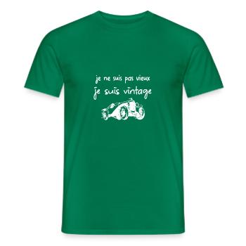 Humour Papy je ne suis pas vieux je suis vintage - T-shirt homme - vert - Devant - AI Model Male 178 dark (178cm)