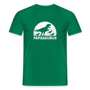 Papasaurus with three Kids - Papa Dinosaur Papasau - Männer T-Shirt - Kelly Green - Vorne - AI Model Male 178 dark (178cm)