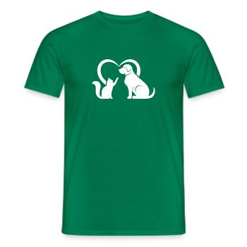 Dog Puppy and Baby Cat Heart - Animal Dog & Cat He - Männer T-Shirt - Kelly Green - Vorne - AI Model Male 178 dark (178cm)