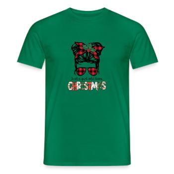 Just A Girl Who Loves Christmas Cute Messy Bun Kid - Men's T-Shirt - kelly green - Front - AI Model Male 178 dark (178cm)