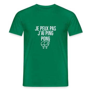 je peux pas j'ai ping pong - T-shirt homme - vert - Devant - AI Model Male 178 dark (178cm)