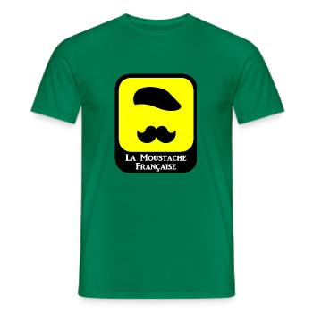 La Moustache Française - Logo jaune et noir - T-shirt homme - vert - Devant - AI Model Male 178 dark (178cm)