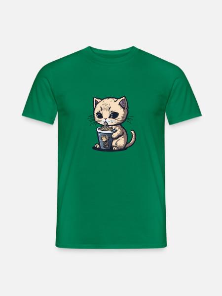 Kawaii Kätzchen essen Ramen - Männer T-Shirt - Kelly Green
