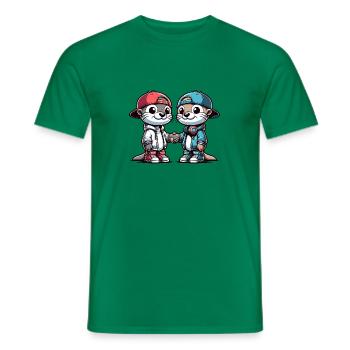 Two Cute Otter Buddies Buddies Forever - Men's T-Shirt - kelly green - Front - AI Model Male 178 dark (178cm)