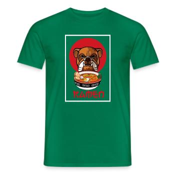 Japanisches Ramen Bulldog-Streetwear-Design - Männer T-Shirt - Kelly Green - Vorne - AI Model Male 178 dark (178cm)