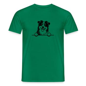 Peeking Australian Shepherd Vector - Men's T-Shirt - kelly green - Front - AI Model Male 178 dark (178cm)