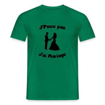 je peux pas j' ai mariage - T-shirt homme - vert - Devant - AI Model Male 178 dark (178cm)