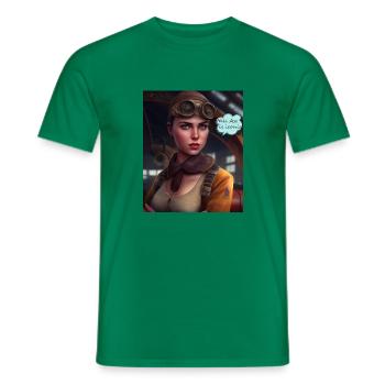 Comic Stil Pilotin - Männer T-Shirt - Kelly Green - Vorne - AI Model Male 178 dark (178cm)