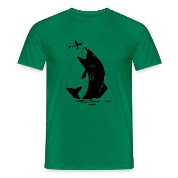 Jumping fish angler gift - Men's T-Shirt - kelly green - Front - AI Model Male 178 dark (178cm)