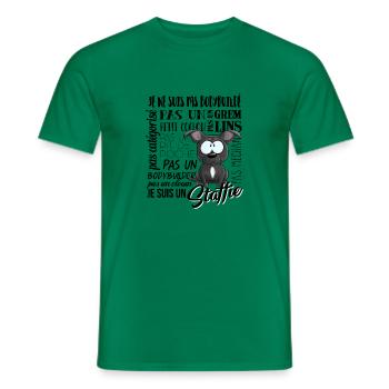 Je Suis Staffie Bleu Blanc - NoirFR - T-shirt homme - vert - Devant - AI Model Male 178 dark (178cm)
