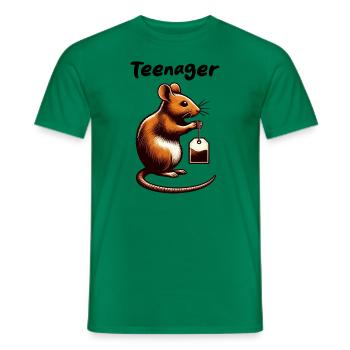 TEENAGE TEA BAG RODENT MOUSE RAT ANIMAL - Men's T-Shirt - kelly green - Front - AI Model Male 178 dark (178cm)