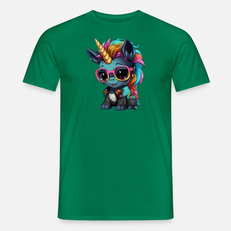 Punker Einhorn Design - Männer T-Shirt - Kelly Green