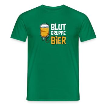 Blutgruppe Bier Alkohol Trinker Lustiger Spruch - Männer T-Shirt - Kelly Green - Vorne - AI Model Male 178 dark (178cm)