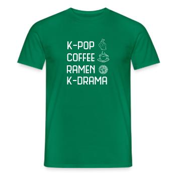 K-Pop Coffe Ramen K-Drama Korea coffee lovers - Men's T-Shirt - kelly green - Front - AI Model Male 178 dark (178cm)