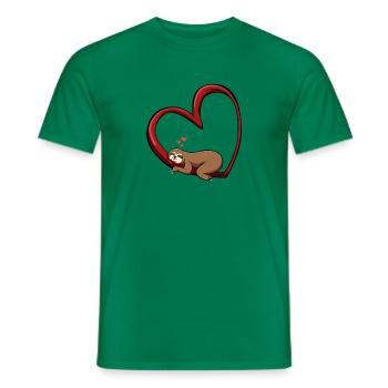 Sloth heart love animal lover relationship - Men's T-Shirt - kelly green - Front - AI Model Male 178 dark (178cm)