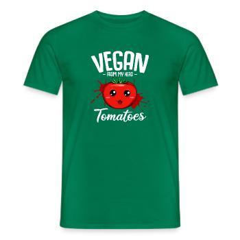 Vegan From My Head Tomatoes vegetarian vegan - Men's T-Shirt - kelly green - Front - AI Model Male 178 dark (178cm)