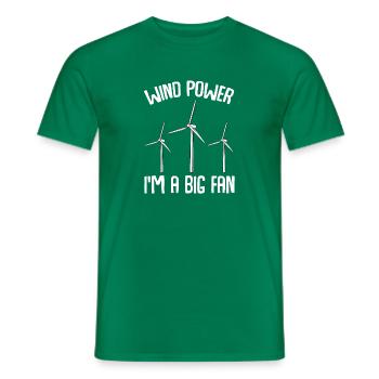 Wind Power I'm A Big Fan Green energy Wind power - Men's T-Shirt - kelly green - Front - AI Model Male 178 dark (178cm)