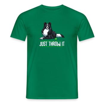 Just Throw It Border Collie chien amoureux des animaux - T-shirt homme - vert - Devant - AI Model Male 178 dark (178cm)