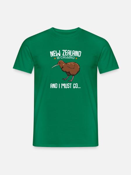 New Zealand Is Calling And I Must Go Kiwi City - Männer T-Shirt - Kelly Green