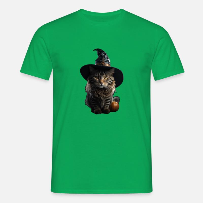 Witch Cat Halloween - Men's T-Shirt - kelly green