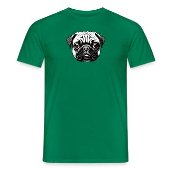 Mops Design Grafik Druck Motiv - Männer T-Shirt - Kelly Green - Vorne - AI Model Male 178 dark (178cm)